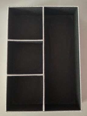 Black Jewelry Drawer Organizer Tray with Grey Trim